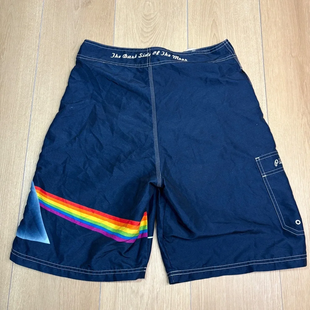 Vintage Pink Floyd Dark Side of the Moon Board Shorts Navy Blue Men 31 2005 Rock